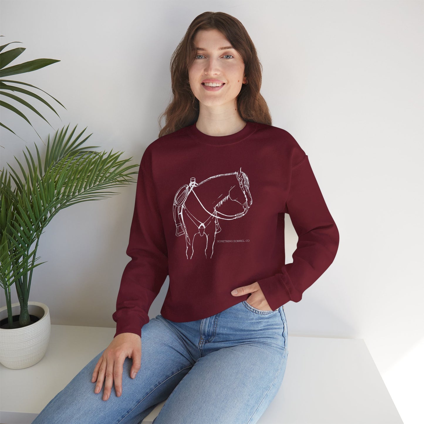 The Wally Sketch Crewneck Sweatshirt | Hand Drawn Horse Western Sweatshirt | Cowgirl Graphic Pullover | Western Ranch Style Sweater