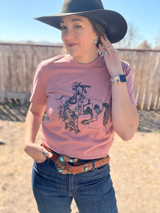 Mauve Bucking Horse Tee