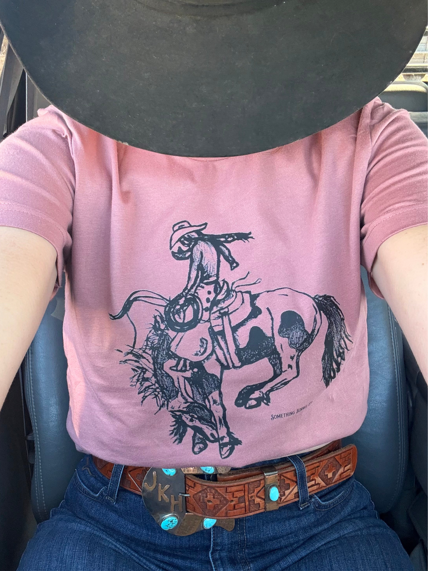 Mauve Bucking Horse Tee